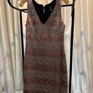 Aidan Mattox Metallic Zigzag sequined Mini Dress